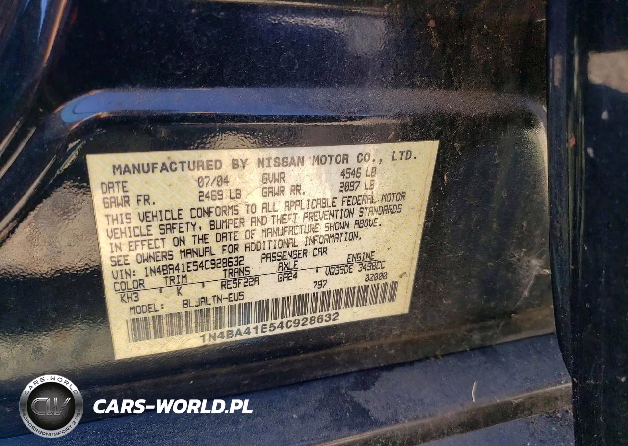 2004 Nissan Maxima 3.5 Se VIN:1N4BA41E54C928632 - 12