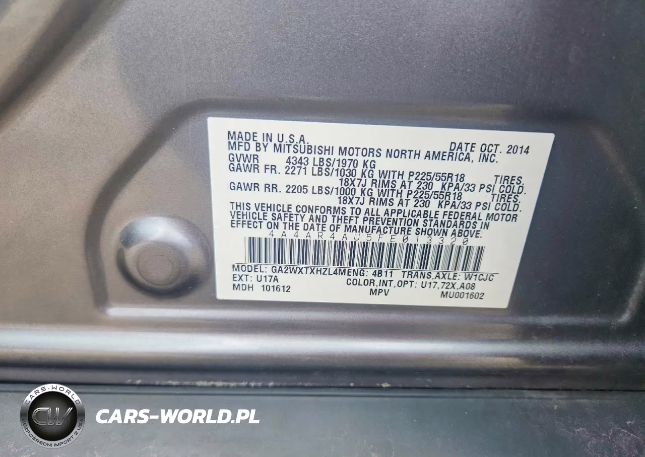 MITSUBISHI OUTLANDER VIN:4A4AR4AU5FE013320 - 12