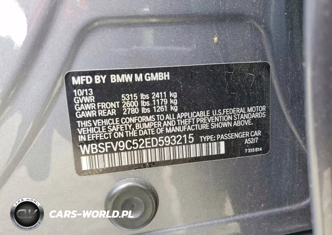 2014 BMW M5 VIN:WBSFV9C52ED593215 - 12