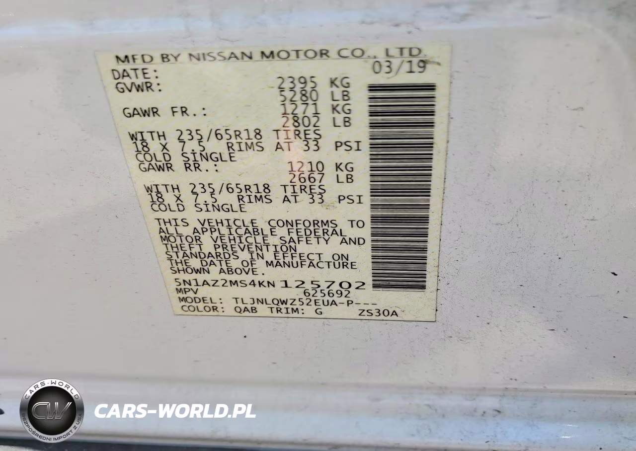 2019 Nissan Murano Sv VIN:5N1AZ2MS4KN125702 - 14