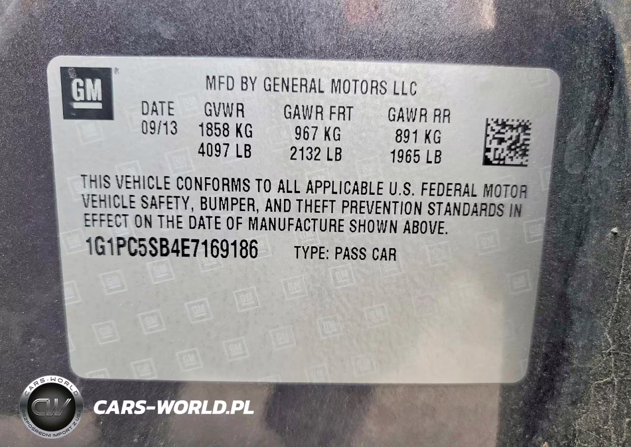 2014 Chevrolet Cruze Lt VIN:1G1PC5SB4E7169186 - 12