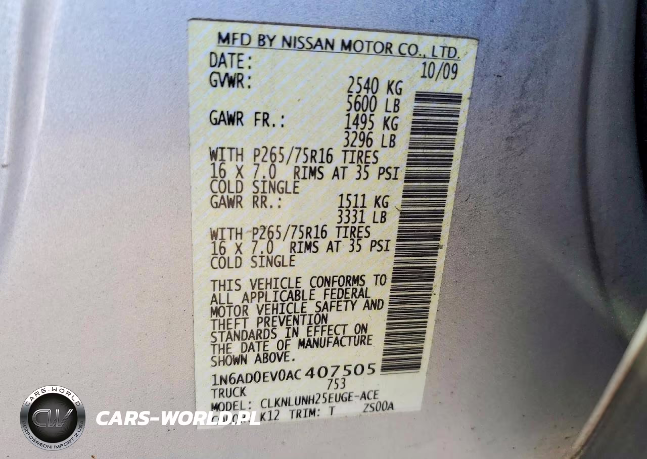 2010 Nissan Frontier Se V6 VIN:1N6AD0EV0AC407505 - 12