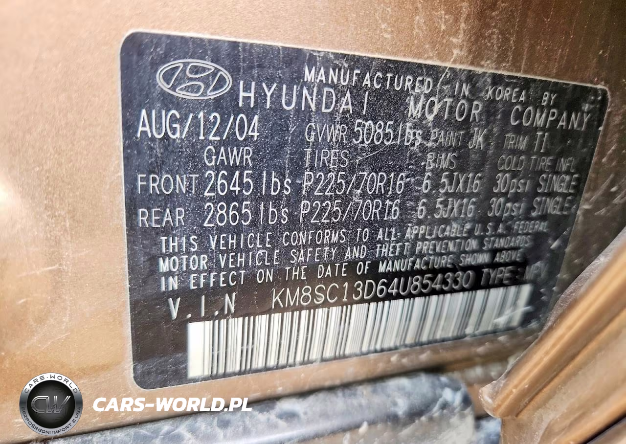 2004 Hyundai Santa Fe Gls VIN:KM8SC13D64U854330 - 13