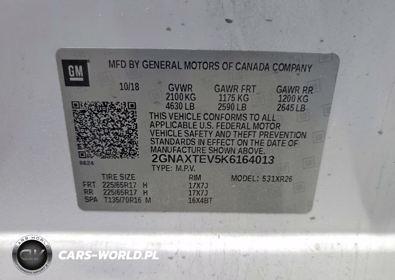 2019 Chevrolet Equinox Lt VIN:2GNAXTEV5K6164013 - 14