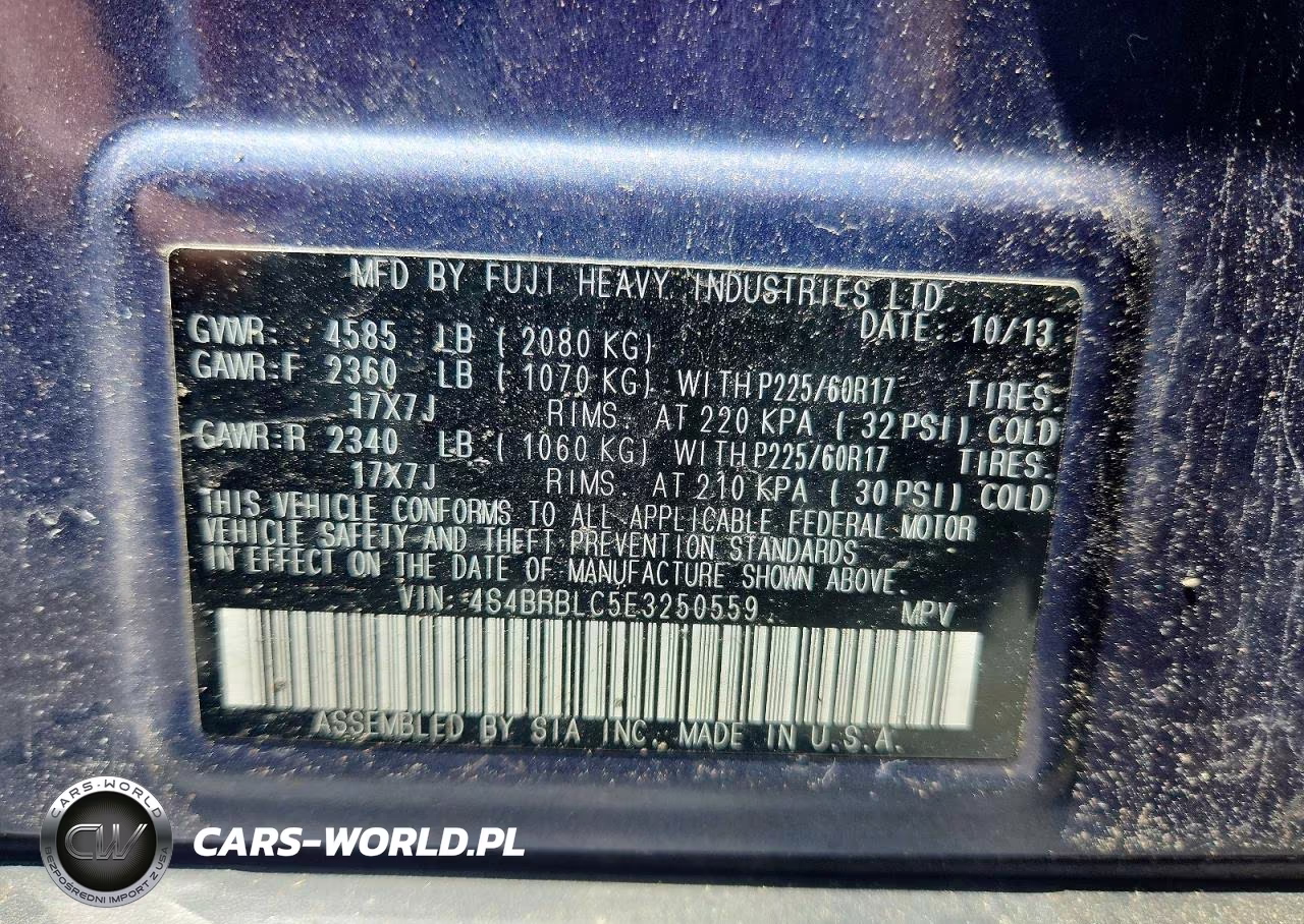 2014 Subaru Outback 2.5I Limited VIN:4S4BRBLC5E3250559 - 13