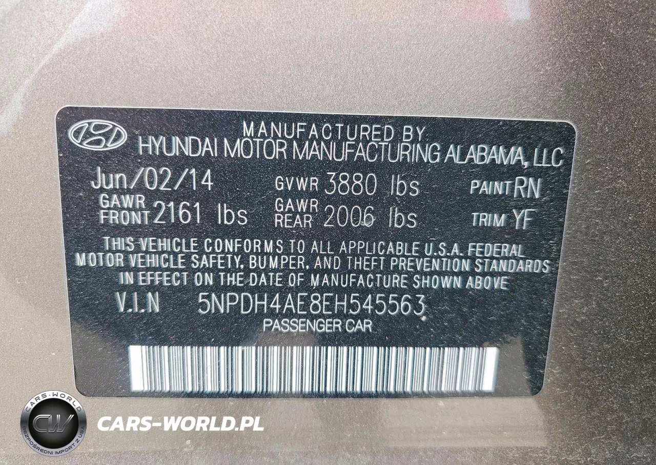 2014 Hyundai Elantra Se VIN:5NPDH4AE8EH545563 - 12
