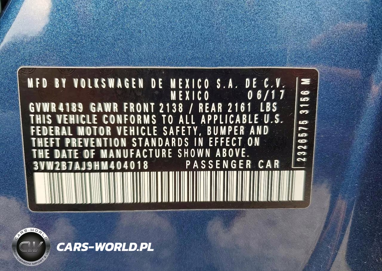 2017 Volkswagen Jetta S VIN:3VW2B7AJ9HM404018 - 13
