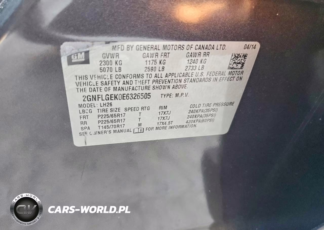 2014 Chevrolet Equinox Lt VIN:2GNFLGEK0E6326505 - 13