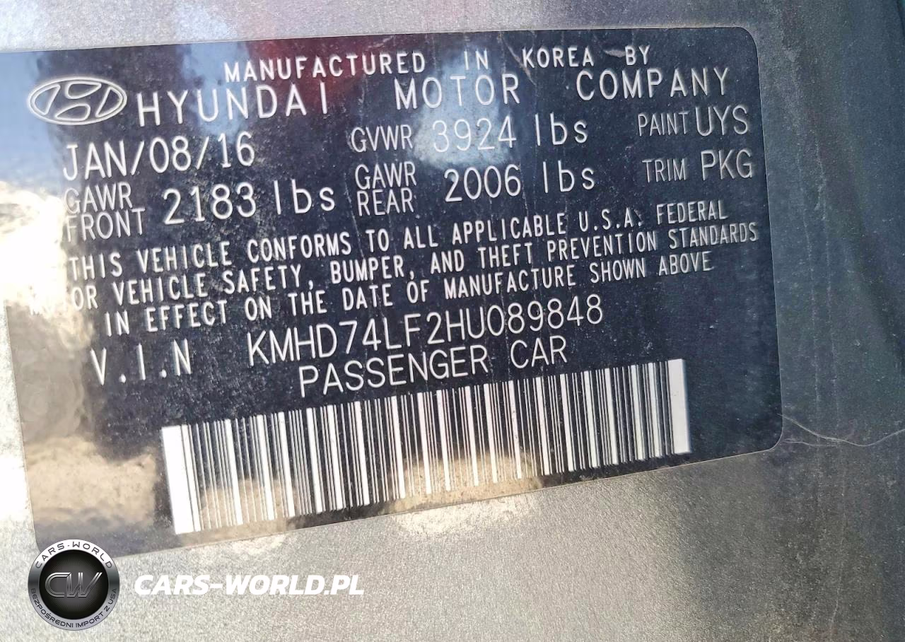 2017 Hyundai Elantra Se VIN:KMHD74LF2HU089848 - 12