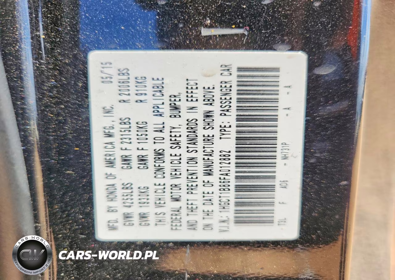 2015 Honda Accord Exl VIN:1HGCT1B86FA012882 - 12