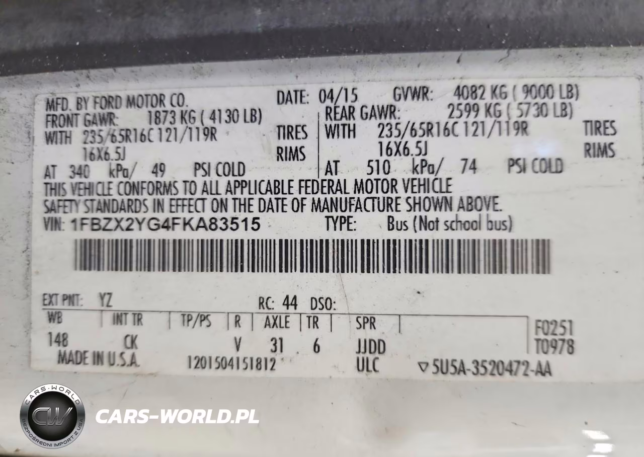 2015 Ford Transit T-350 VIN:1FBZX2YG4FKA83515 - 13