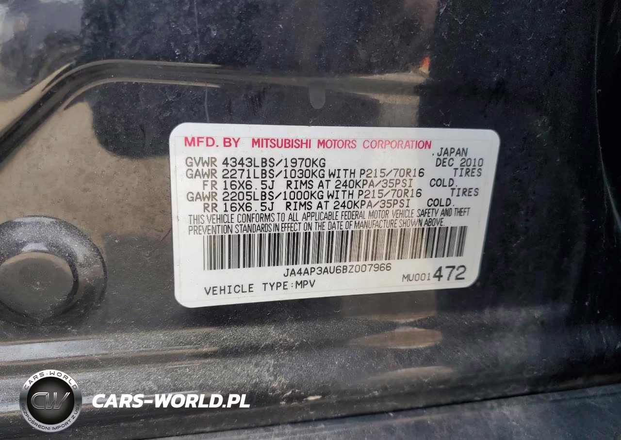 2011 Mitsubishi Outlander Sport Es VIN:JA4AP3AU6BZ007966 - 13