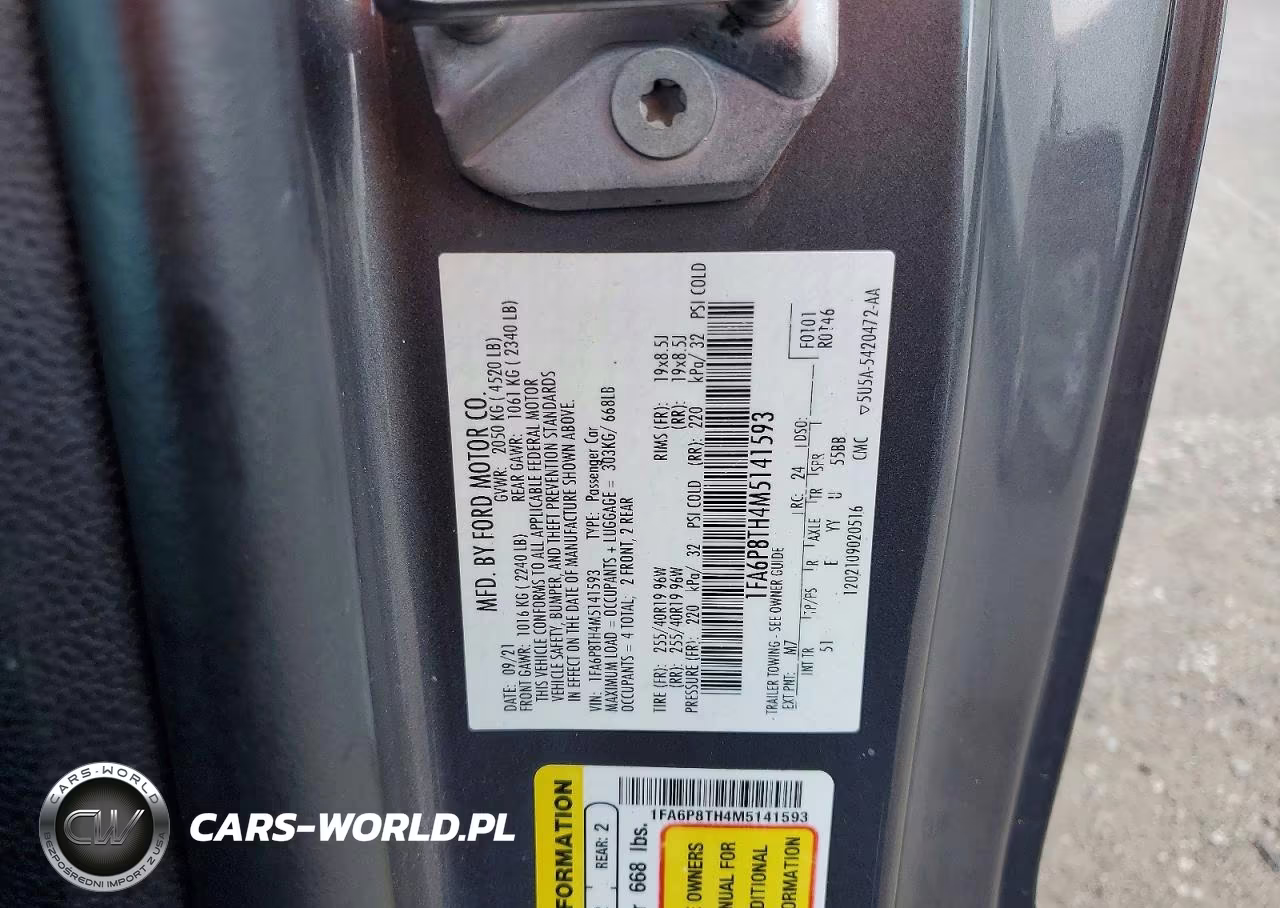 2021 Ford Mustang VIN:1FA6P8TH4M5141593 - 12