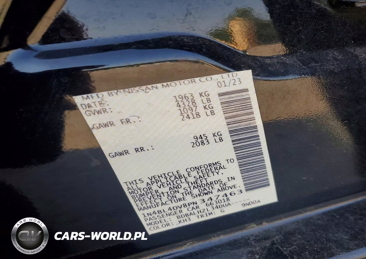 2023 Nissan Altima Sv VIN:1N4BL4DV8PN347463 - 12