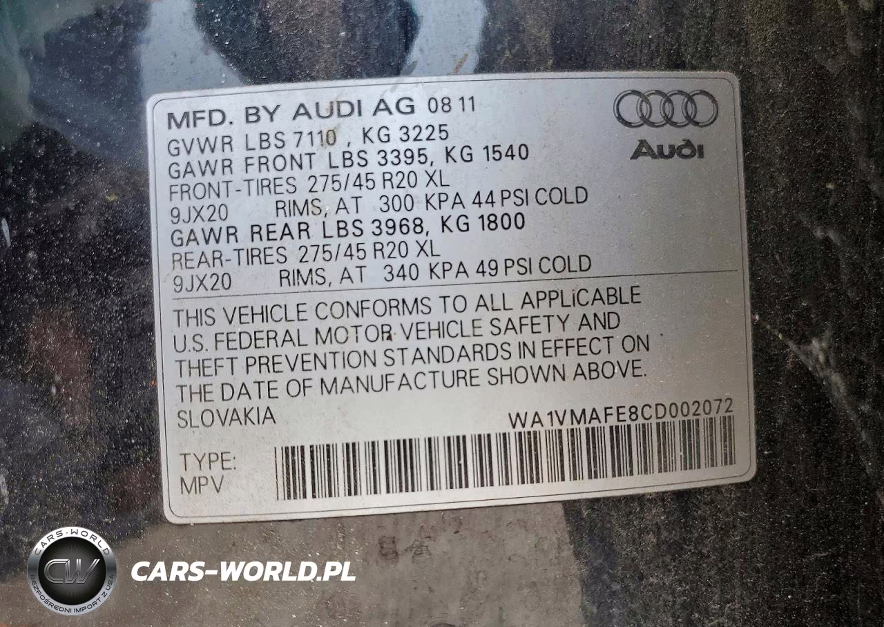 2012 Audi Q7 Prestige VIN:WA1VMAFE8CD002072 - 13