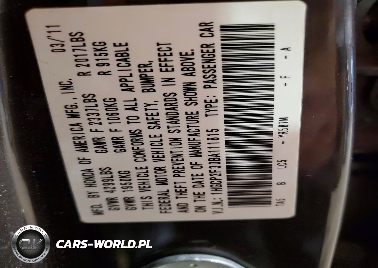 2011 Honda Accord Lx VIN:1HGCP2F30BA111815 - 13