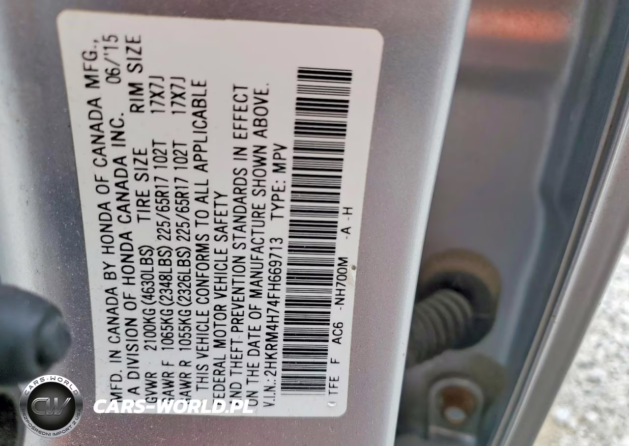 2015 Honda Cr-V Exl VIN:2HKRM4H74FH669713 - 12