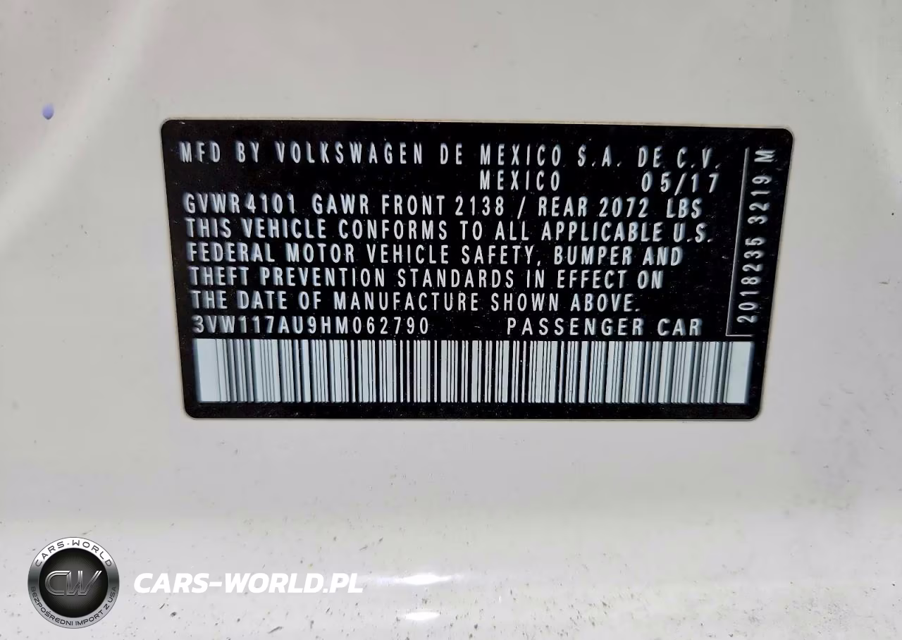 2017 Volkswagen Golf S VIN:3VW117AU9HM062790 - 13