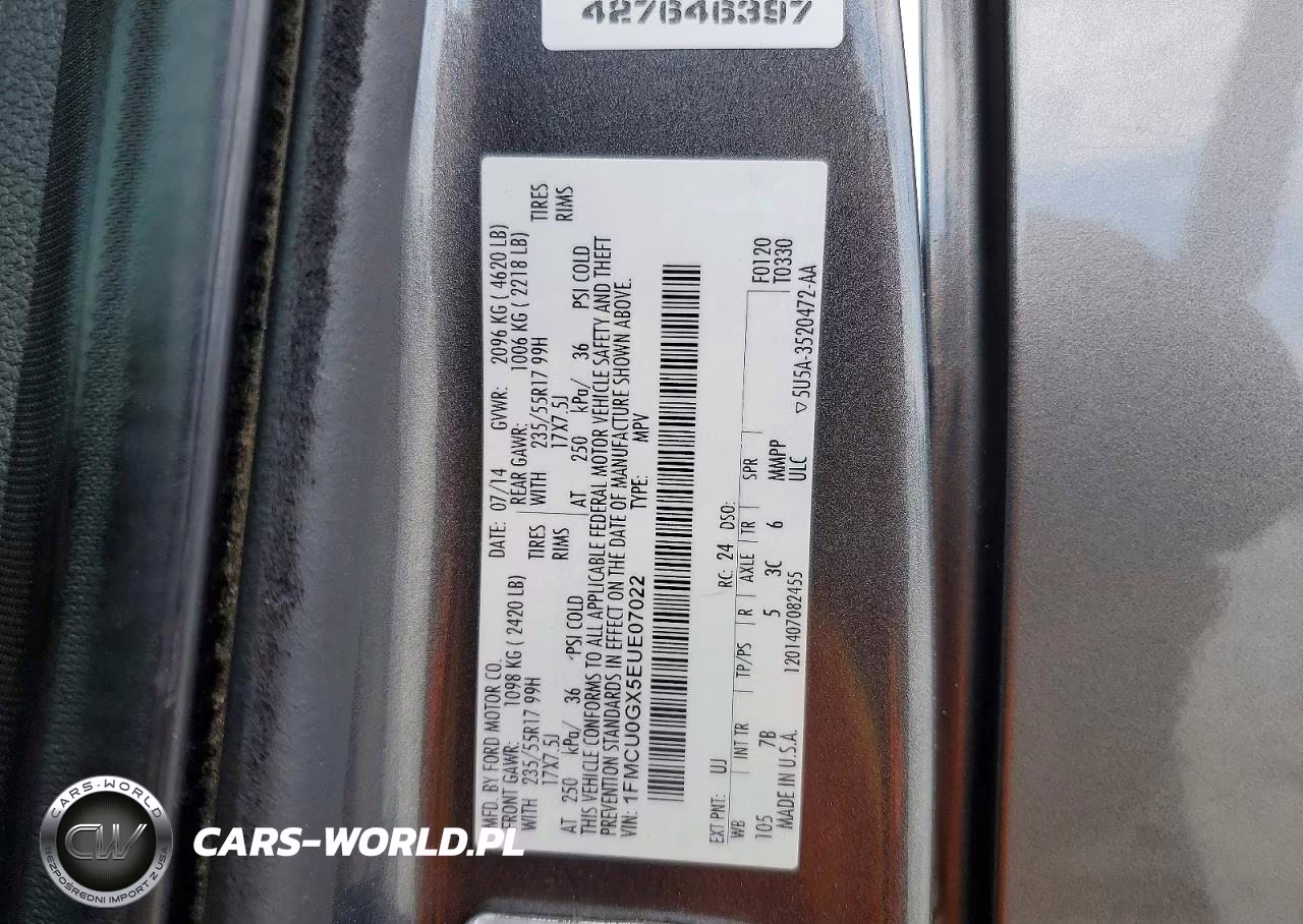 2014 Ford Escape Se VIN:1FMCU0GX5EUE07022 - 12