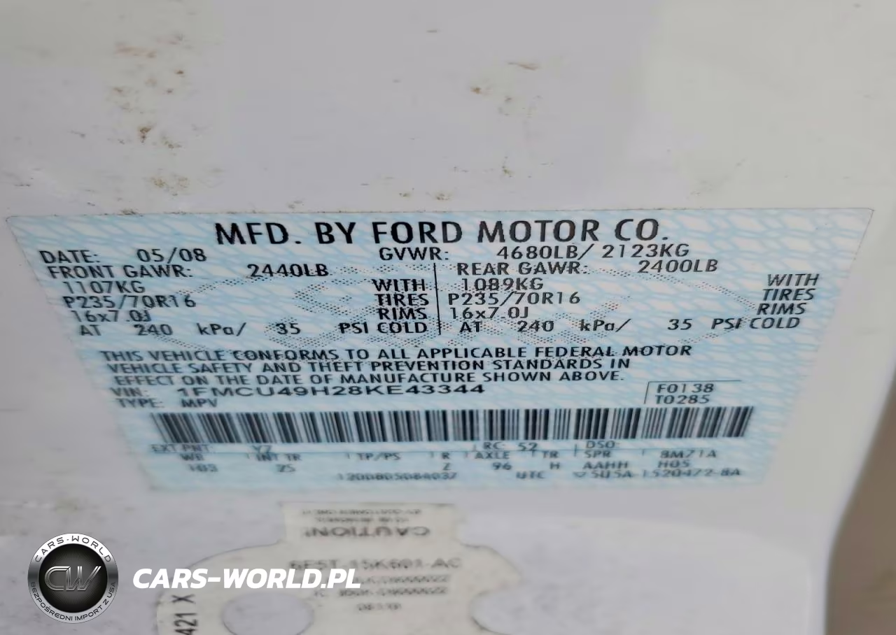 2008 Ford Escape Hev VIN:1FMCU49H28KE43344 - 13