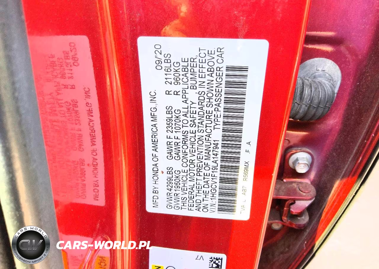 2020 Honda Accord Lx VIN:1HGCV1F19LA147941 - 12