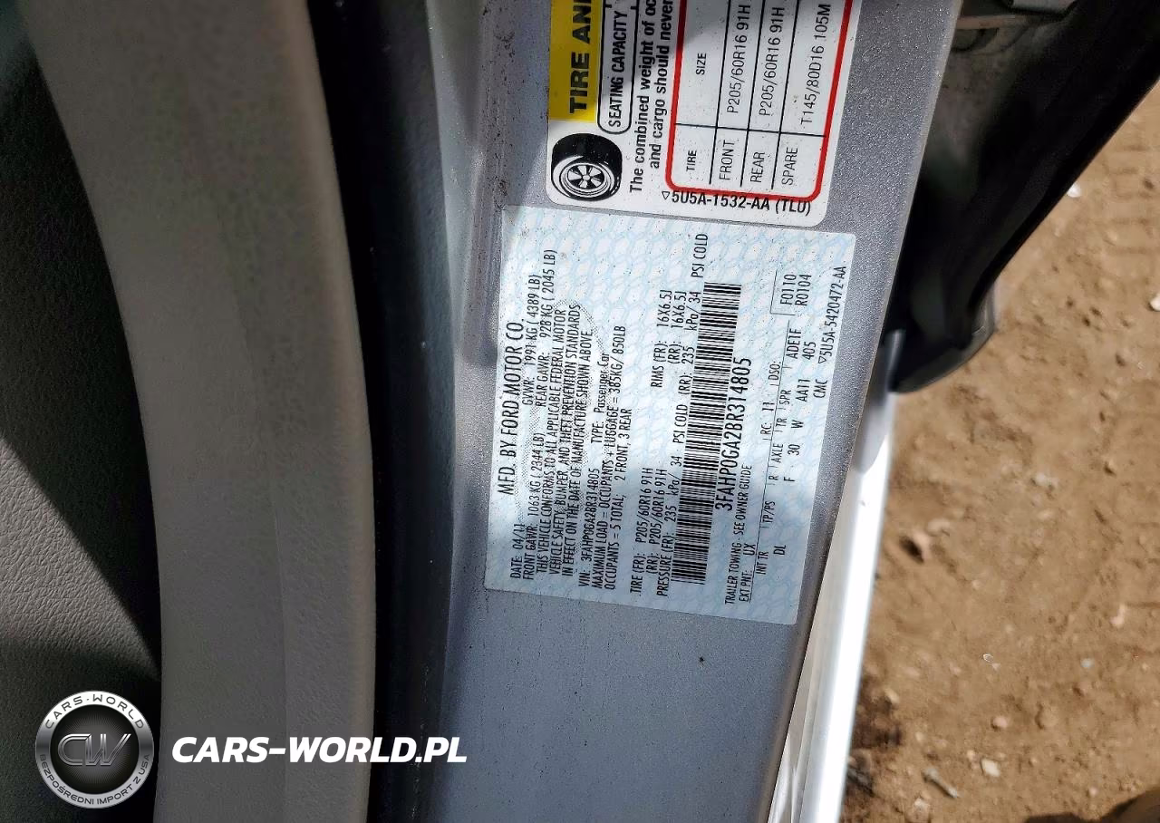 2011 Ford Fusion S VIN:3FAHP0GA2BR314805 - 12