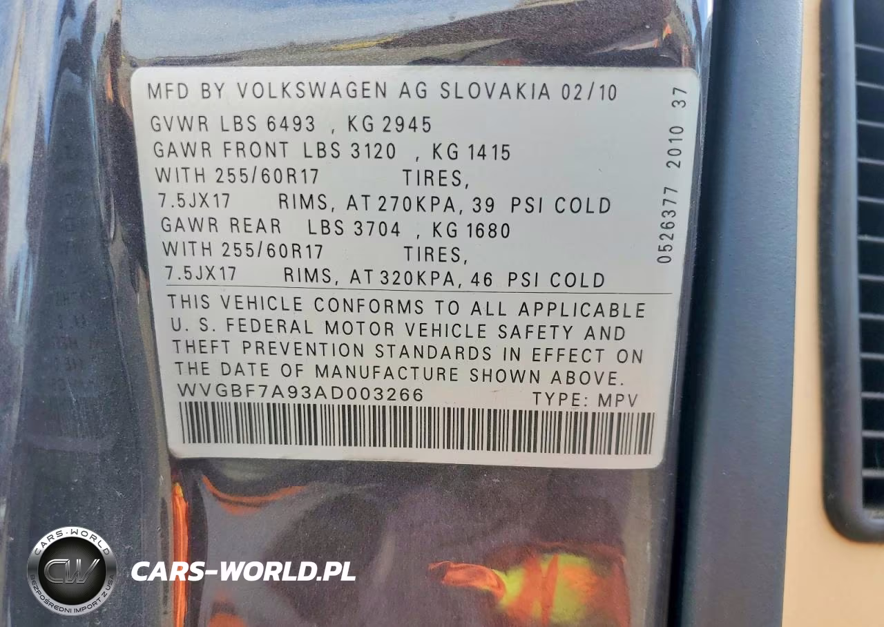 2010 Volkswagen Touareg V6 VIN:WVGBF7A93AD003266 - 14