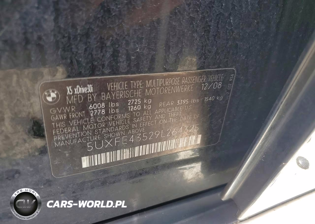 2009 BMW X5 xDrive30I VIN:5UXFE43529L264325 - 12
