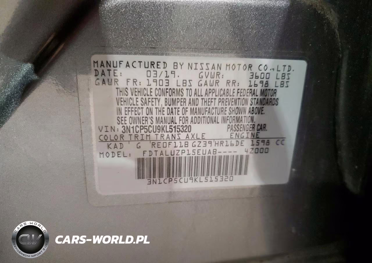 2019 Nissan Kicks S VIN:3N1CP5CU9KL515320 - 13