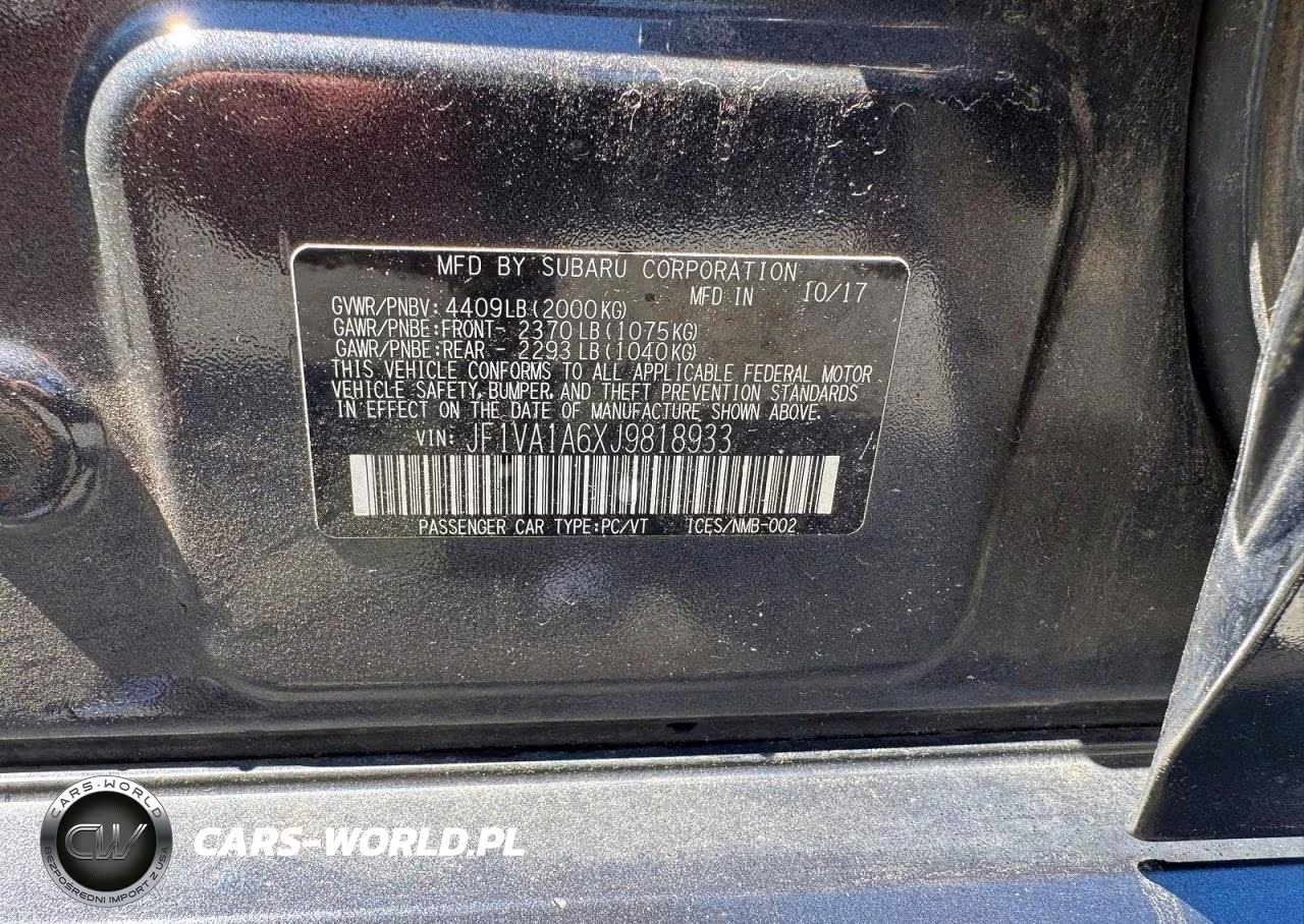 2018 Subaru Wrx VIN:JF1VA1A6XJ9818933 - 11