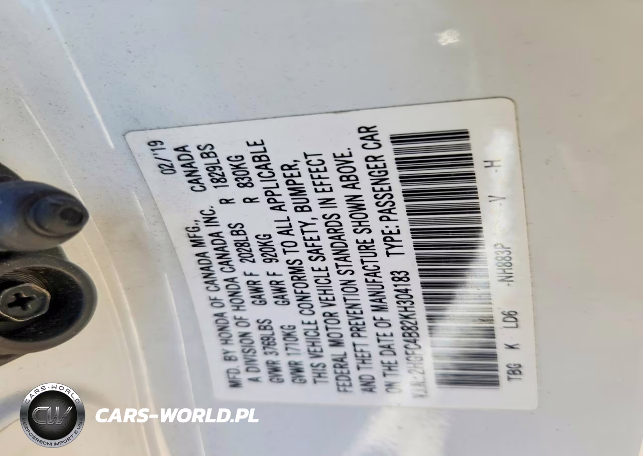 2019 Honda Civic Sport VIN:2HGFC4B82KH304183 - 12
