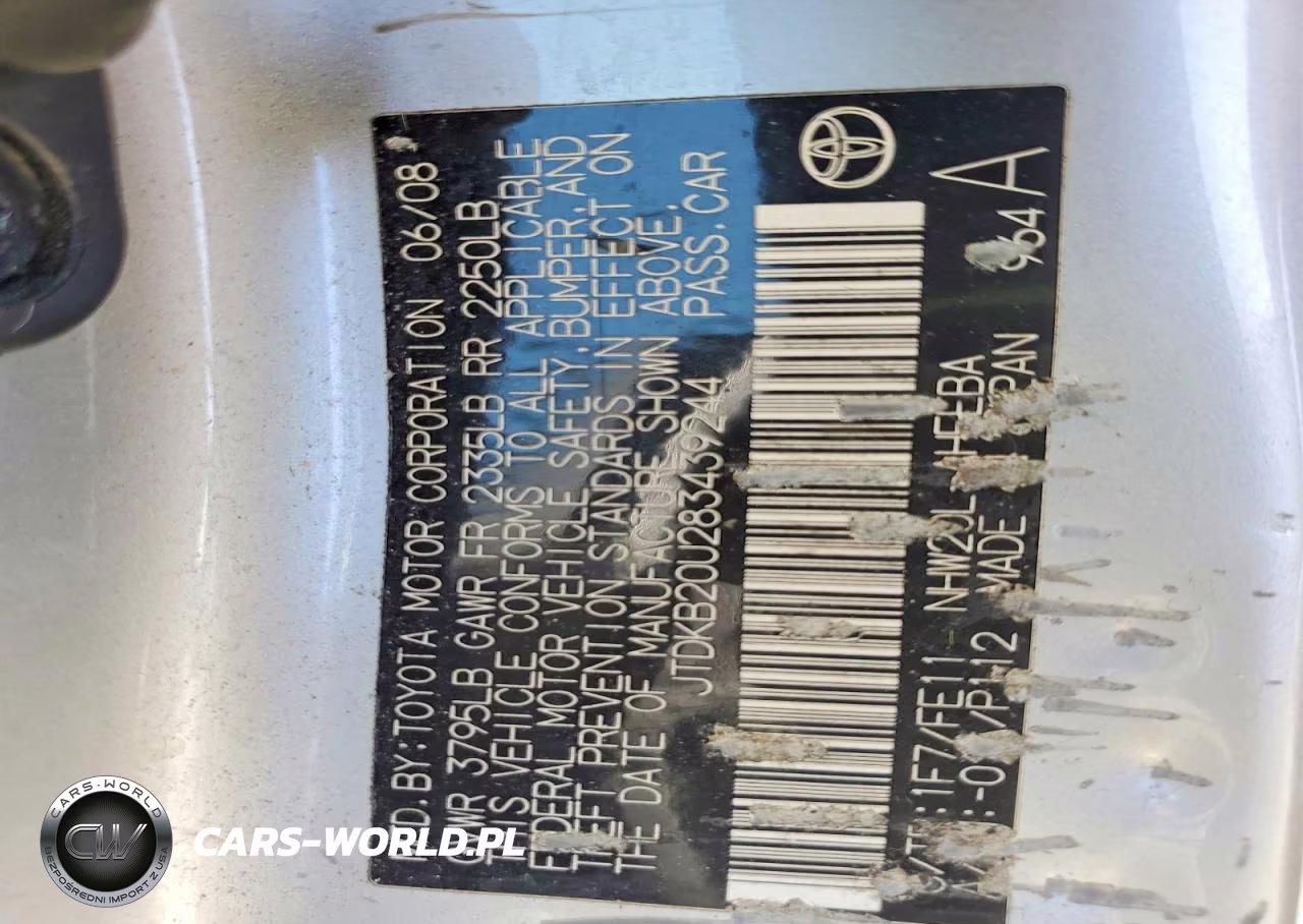 2008 Toyota Prius Base VIN:JTDKB20U283439244 - 12