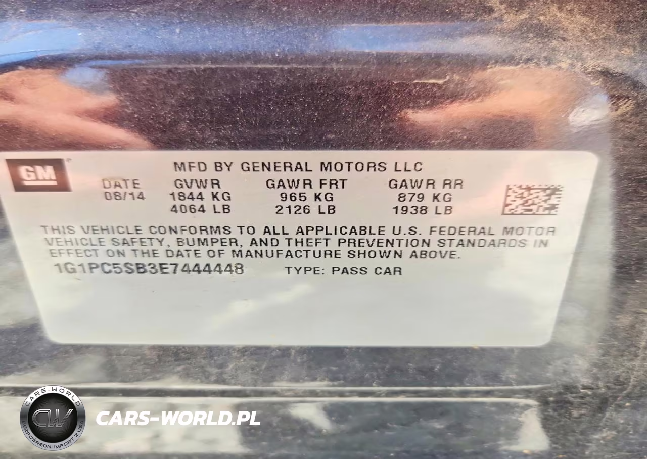 2014 Chevrolet Cruze Lt VIN:1G1PC5SB3E7444448 - 13