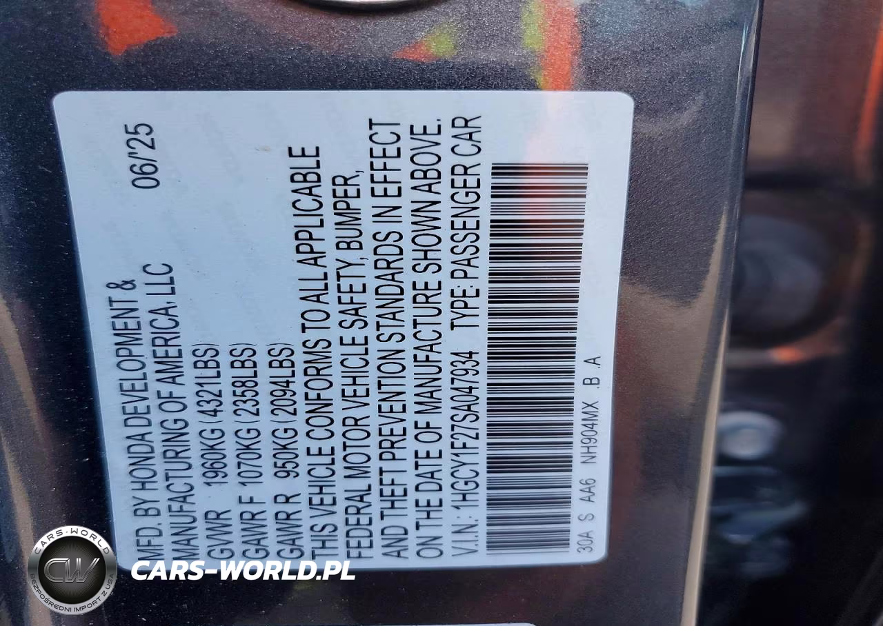 2025 Honda Accord Lx VIN:1HGCY1F27SA047934 - 12