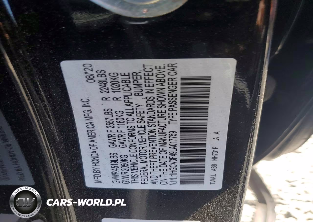 2020 Honda Accord Hybrid Ex VIN:1HGCV3F49LA017759 - 13