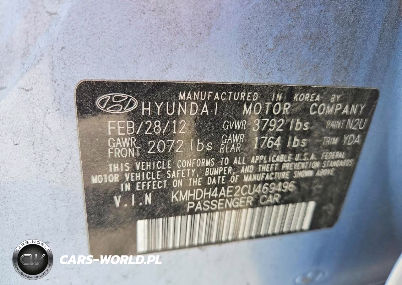 2012 Hyundai Elantra Gls VIN:KMHDH4AE2CU469496 - 12
