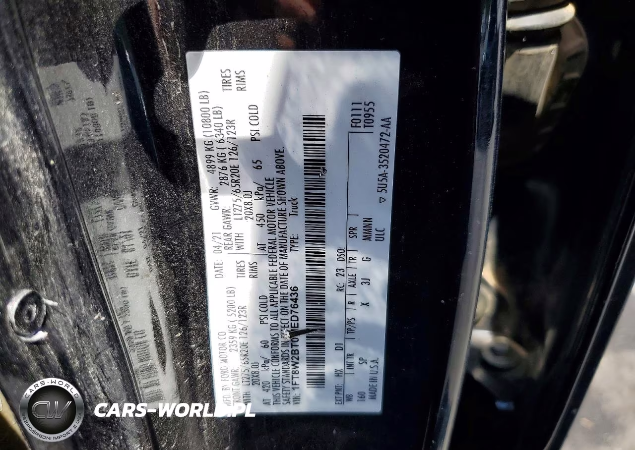 2021 Ford F250 Super Duty VIN:1FT8W2BT0MED76436 - 12