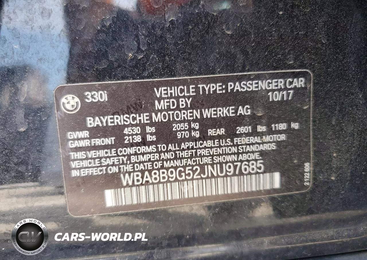 2018 BMW 330 I VIN:WBA8B9G52JNU97685 - 12