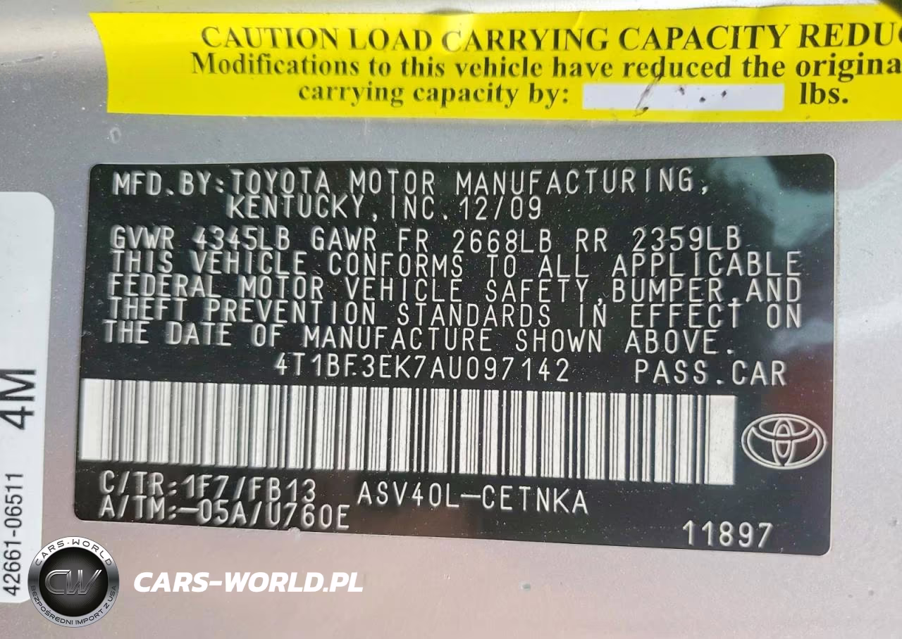 2010 Toyota Camry Le VIN:4T1BF3EK7AU097142 - 13