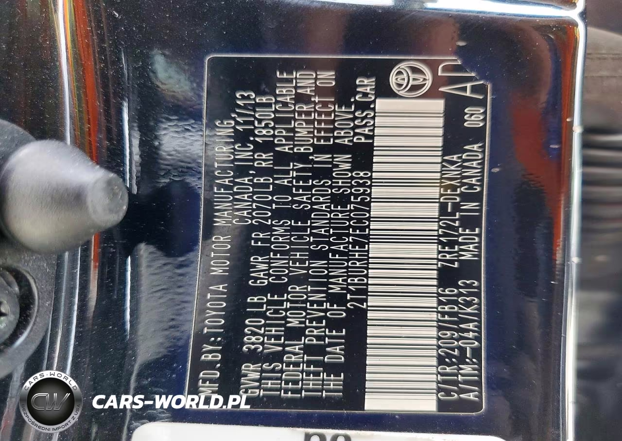 2014 Toyota Corolla Le VIN:2T1BURHE7EC075938 - 12