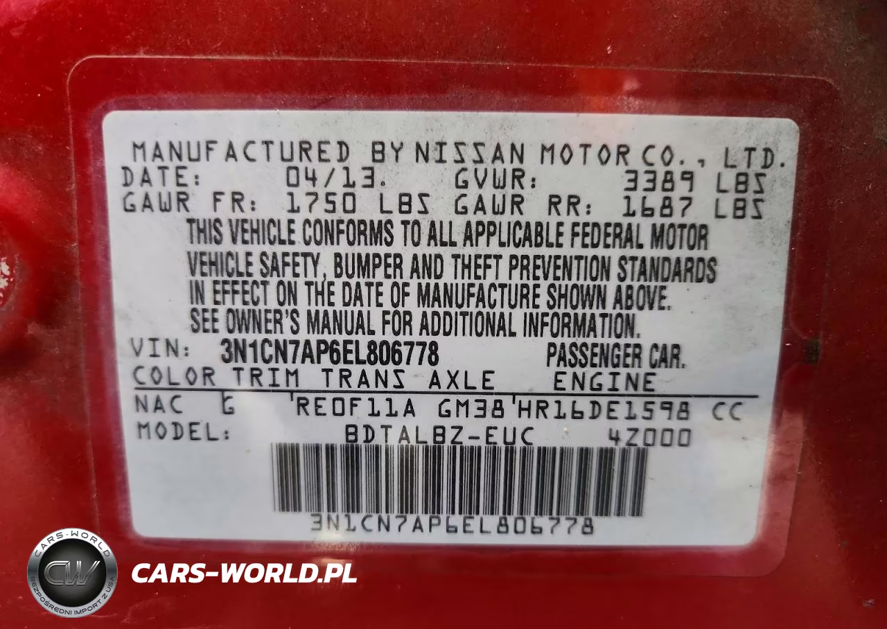 2014 Nissan Versa 1.6 Sv VIN:3N1CN7AP6EL806778 - 12