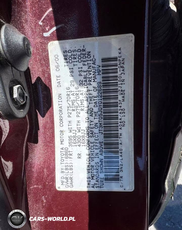 2000 Toyota Land Cruiser Base VIN:JT3HT05J0Y0122689 - 13