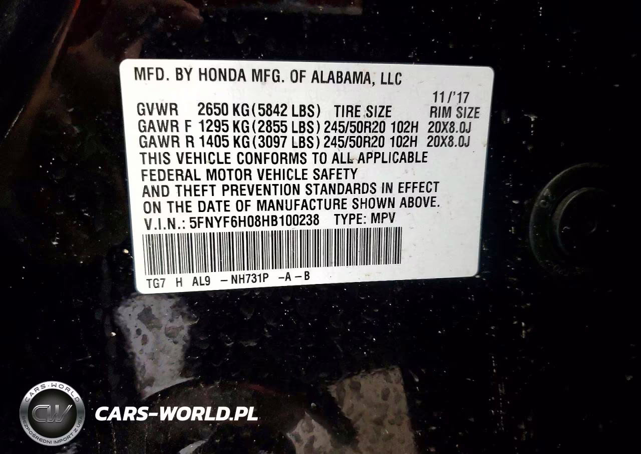 2017 Honda Pilot Elite VIN:5FNYF6H08HB100238 - 13