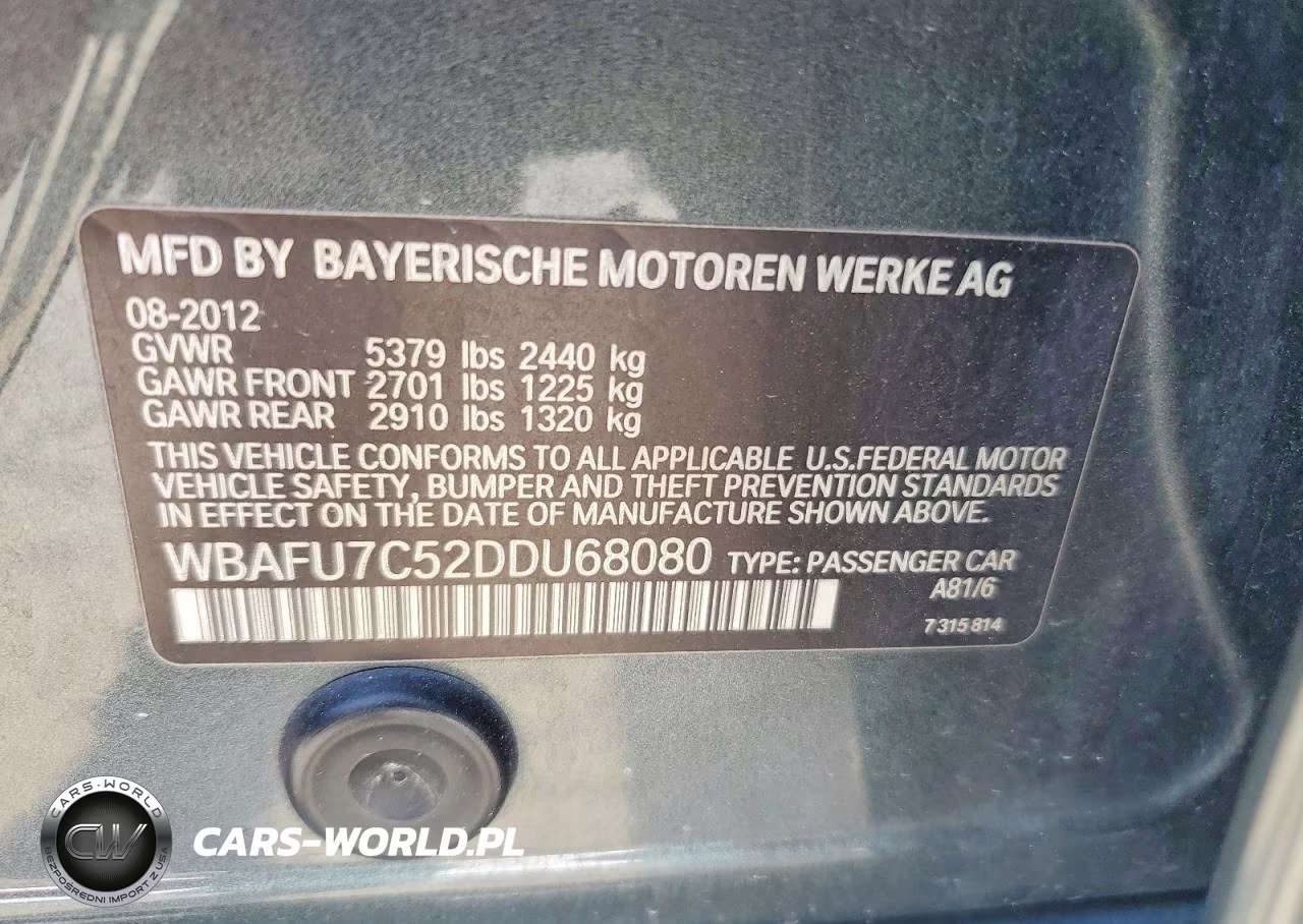 2013 BMW 535 Xi VIN:WBAFU7C52DDU68080 - 12