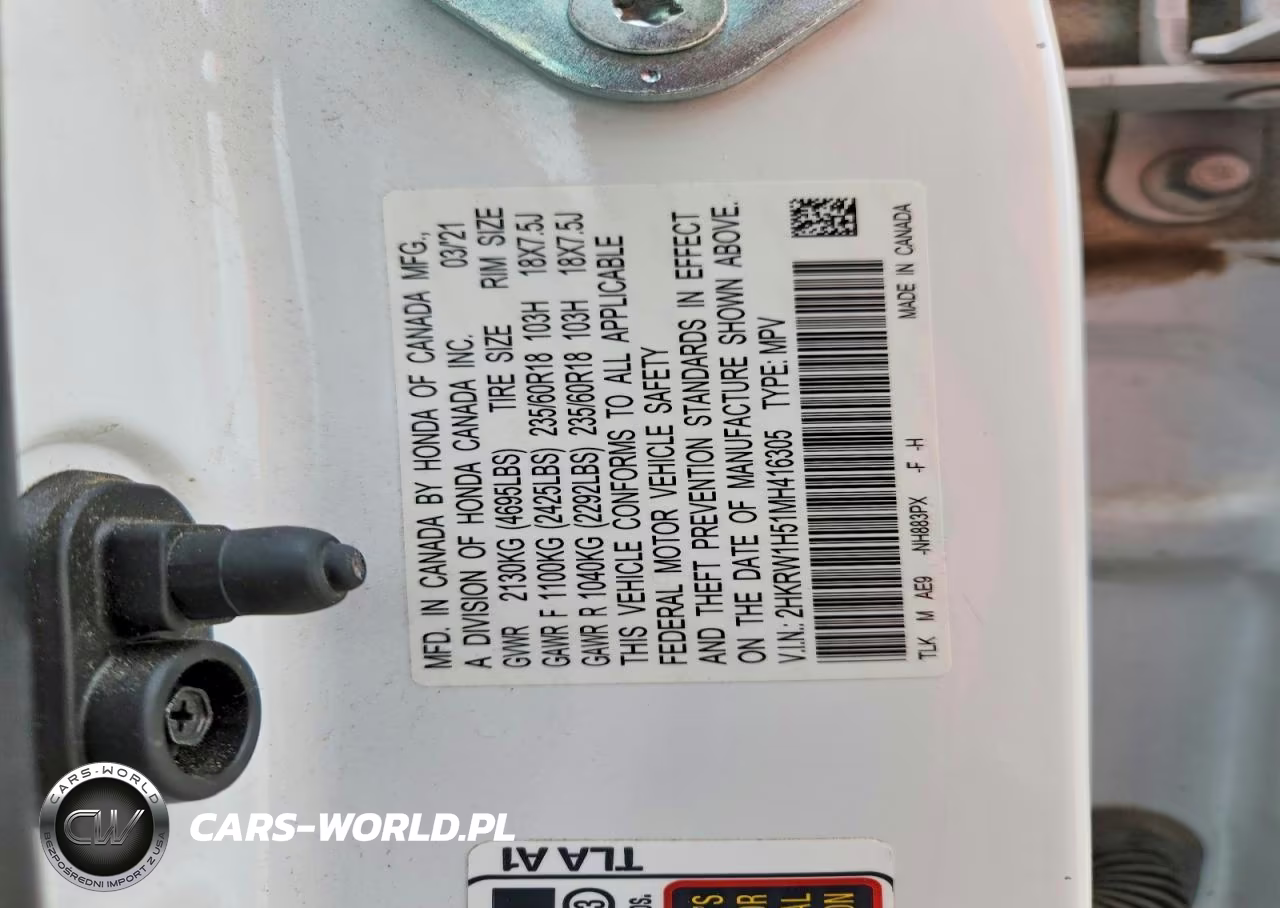 2021 Honda Cr-V Ex VIN:2HKRW1H51MH416305 - 13