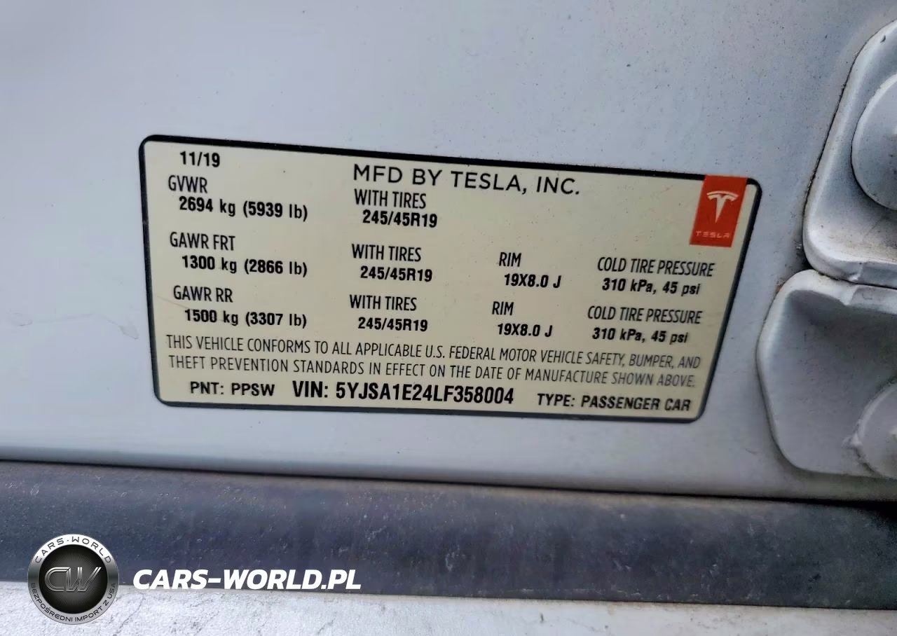 2020 Tesl Model S VIN:5YJSA1E24LF358004 - 12