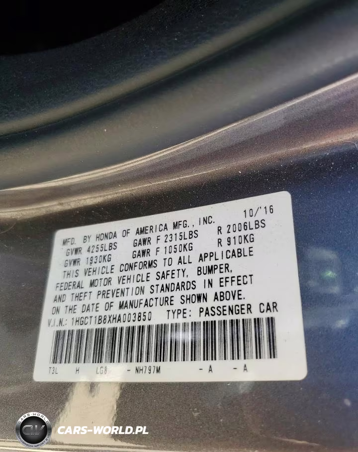 2017 Honda Accord Exl VIN:1HGCT1B8XHA003850 - 12