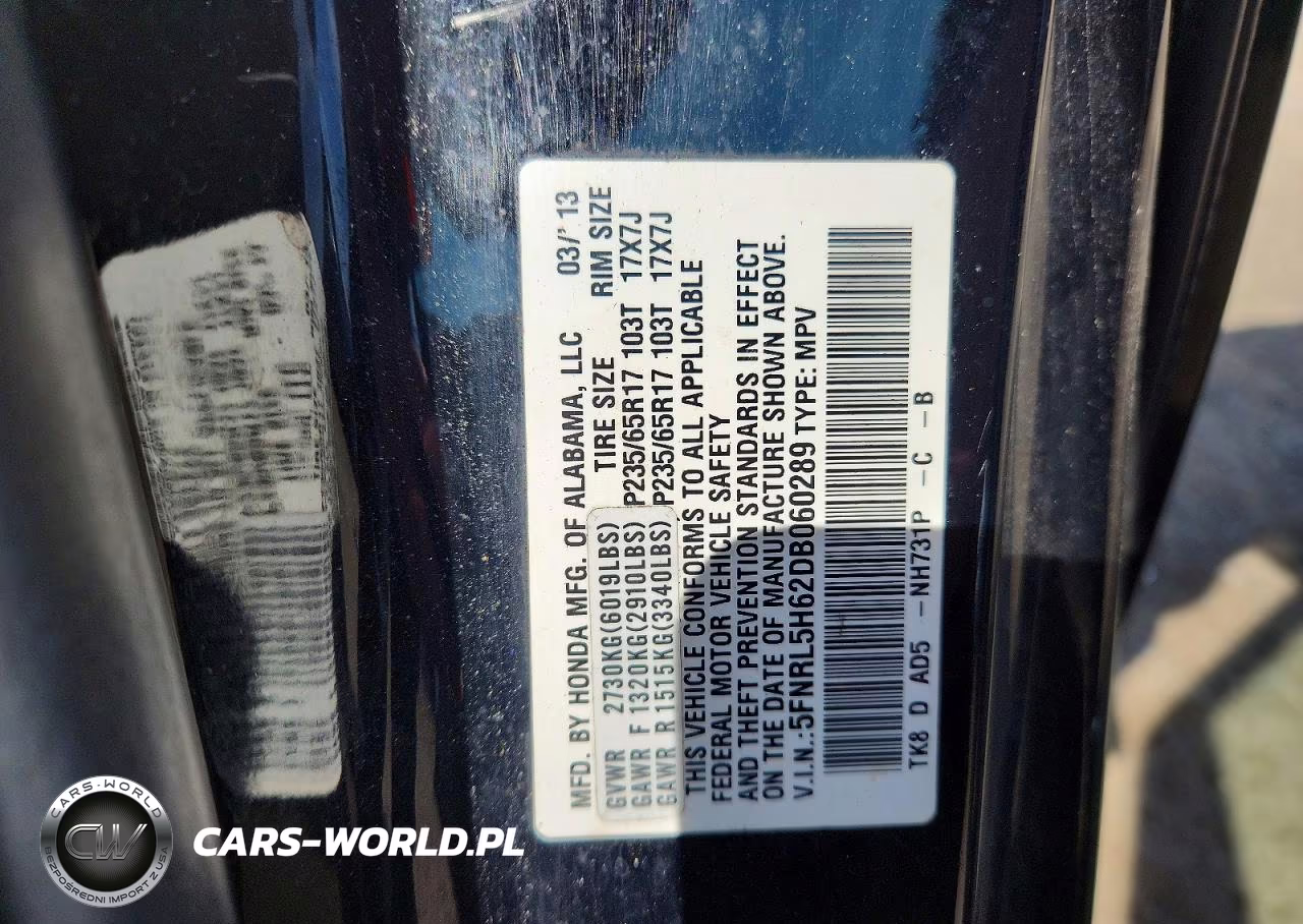 2013 Honda Odyssey Exl VIN:5FNRL5H62DB060289 - 13