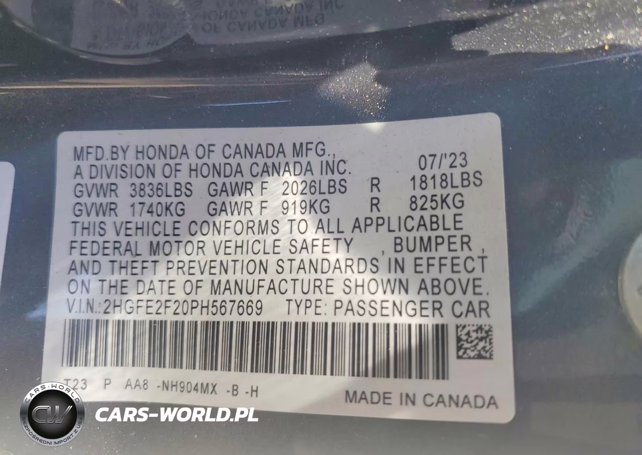 2023 Honda Civic Lx VIN:2HGFE2F20PH567669 - 12