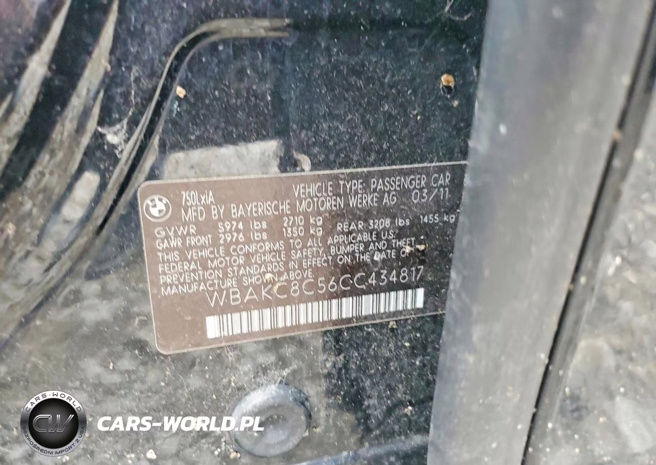 2012 BMW 750 Lxi VIN:WBAKC8C56CC434817 - 12